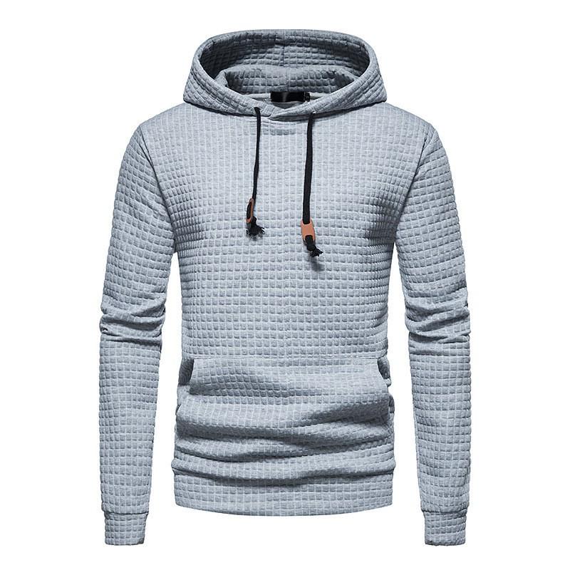 2024 New European Men's Quilted Plaid Cotton Hooded Sweatshirt