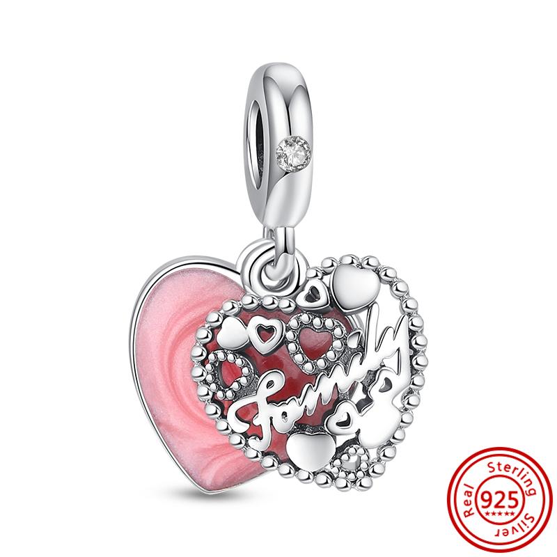 New Fit Original Pantaro Bracelet DIY Zircon 925 Copper Pink Series Beads Sparking Heart Charm Fashion Butterfly Flower Pendent