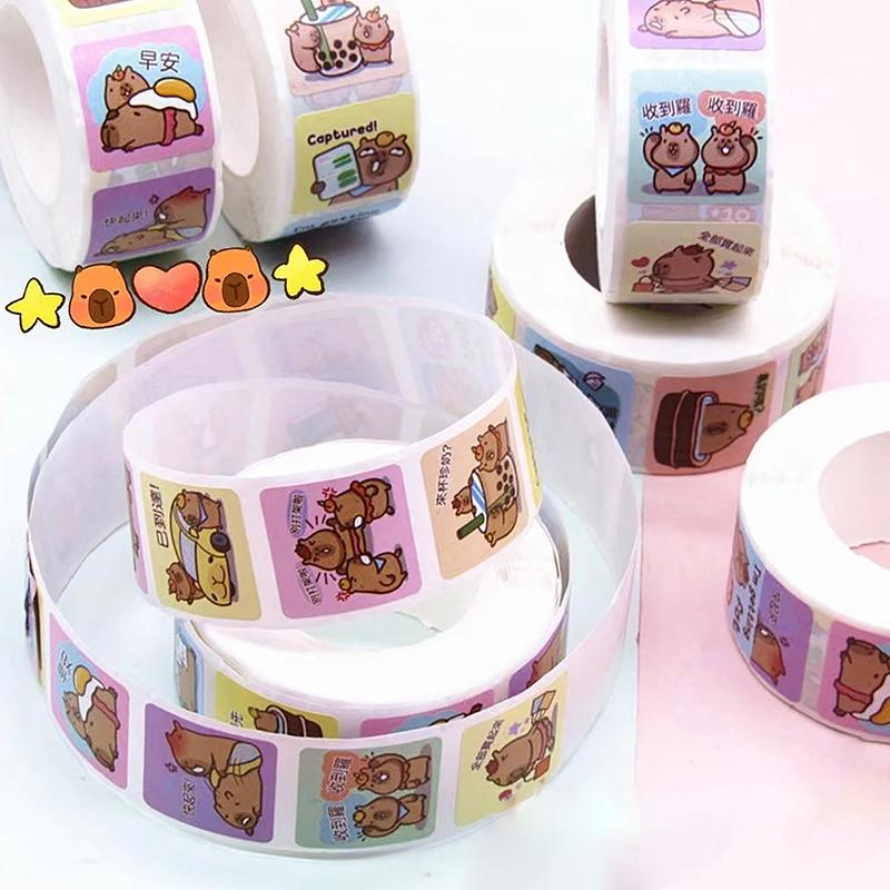 500 шт./рулон симпатичная наклейка капибара водонепроницаемая граффити эстетическая декоративная сумка для ноутбука чашка телефон дневник детские наклейки игрушка
