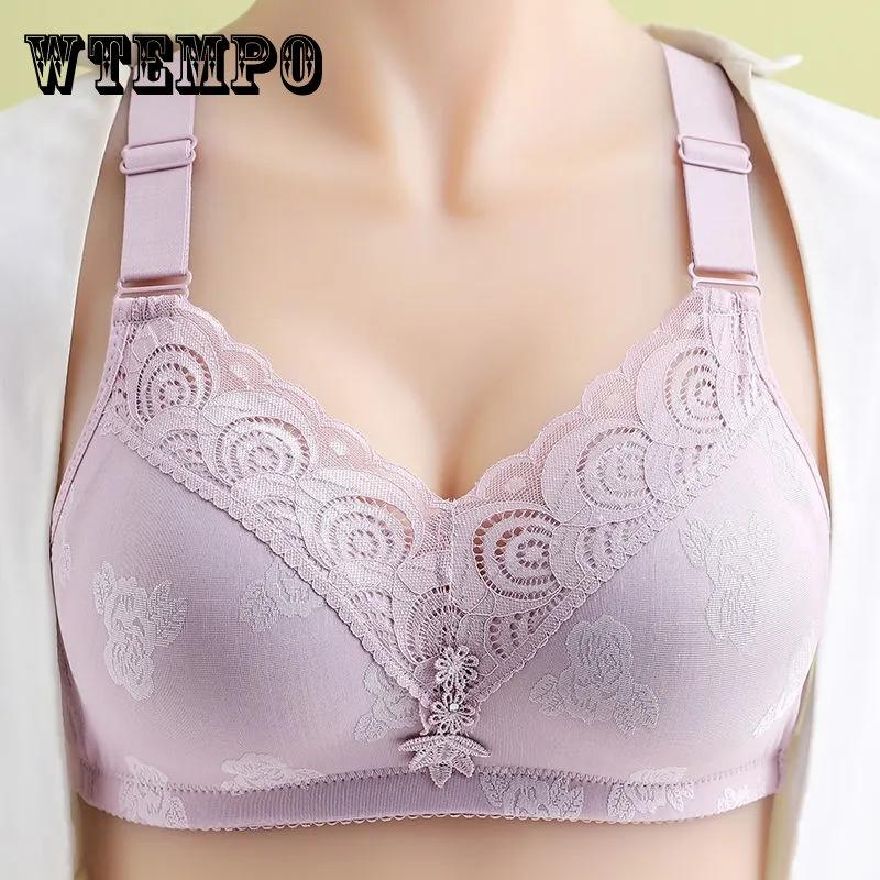 Large Size Thin Underwear Gathering Type Anti-sagging Breast No Steel Ring Comfortable Bra Breathable Bra Women's Underwear