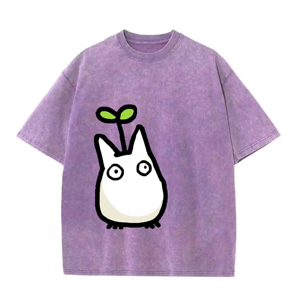 Футболка Studio Ghibli Футболка Totoro Осень-зима Японская футболка Аниме-принт Мужская футболка Ретро-стираемая винтажная футболка