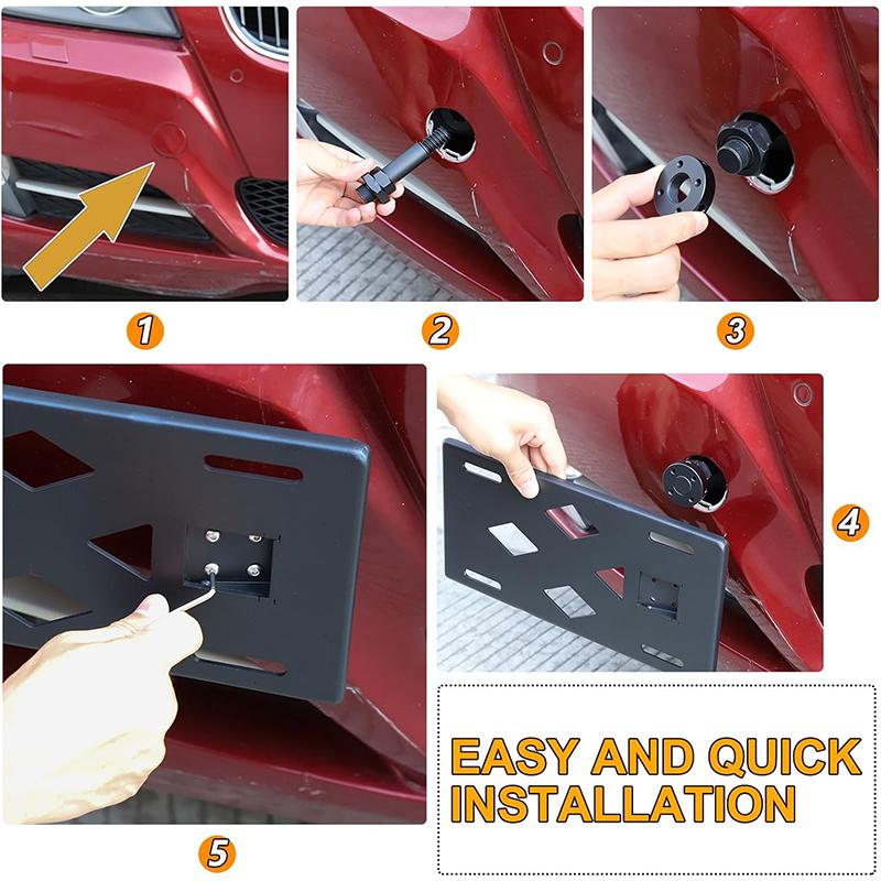 For BMW 3 Series E90 E93 2005-2012 Black Aluminum Alloy Front Bumper Tow Hook License Plate Mounting Bracket Car Accessories