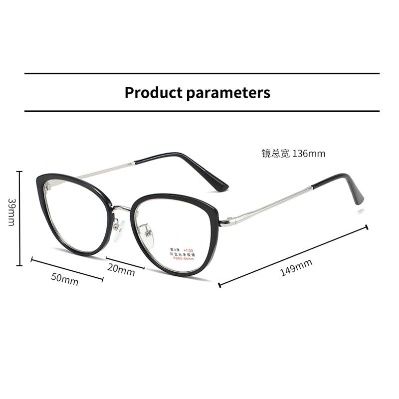 Unisex Cat Eye Presbyopia Eyeglasses Clear Lens Anti Blue Light Glasses Diopter 0 To +4.0 Compression Resistant and Durable