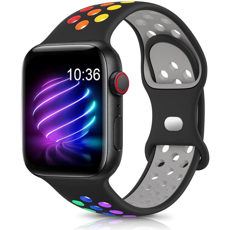 Спортивный ремешок с цветными частицами, резиновый ремешок для Apple Watch 49 мм 46 мм 45 мм 44 мм 42 мм 41 мм 40 мм для IWatch 11 10 9 8 7 6 5 4 3 SE