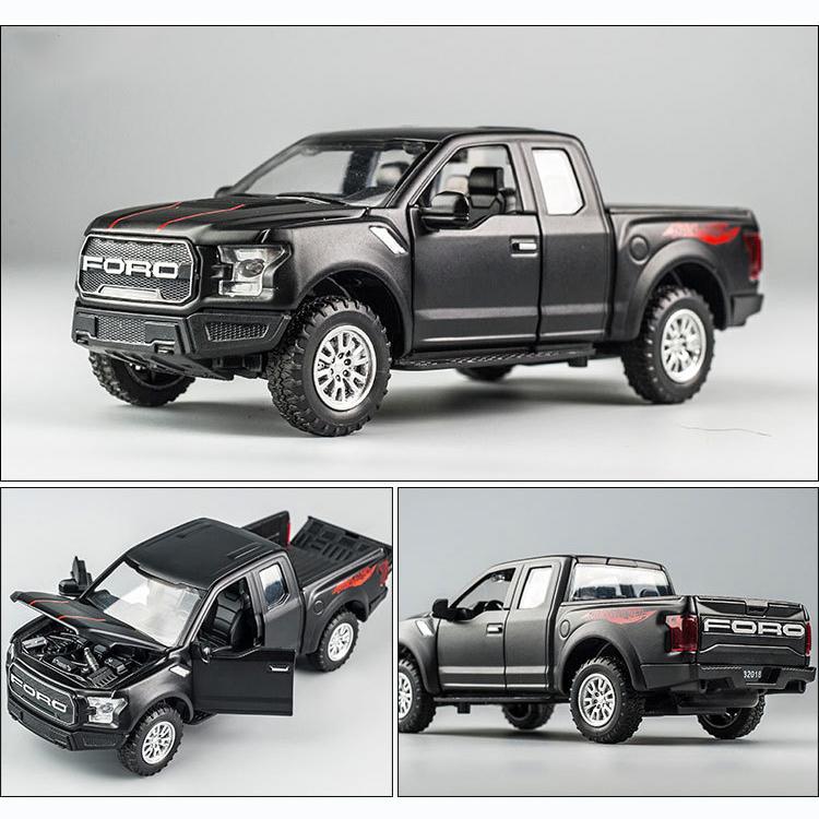 1:32-масштабная модель автомобиля пикап Ford Raptor F150, литой игрушечный автомобиль с откидным механизмом со звуком и светом для детей, мальчиков и девочек, металлический корпус
