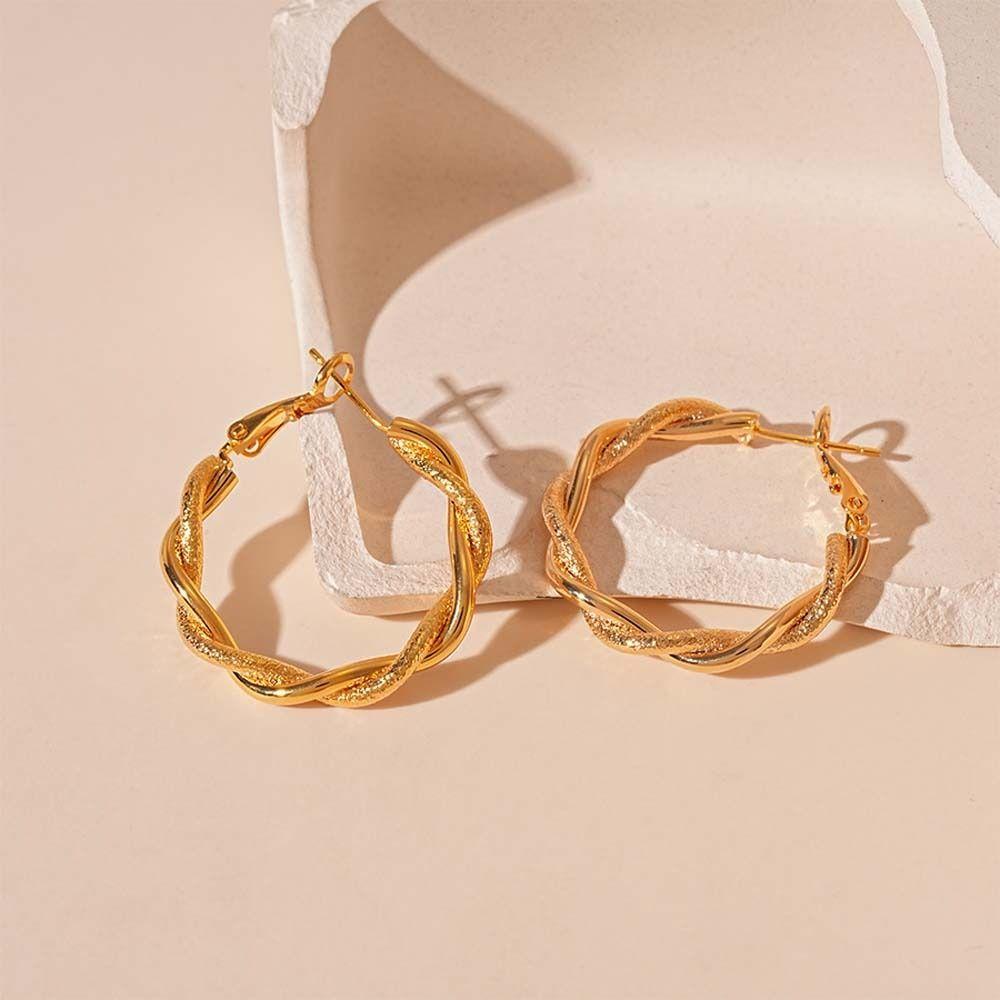 Темпераментные женские металлические серьги, витые геометрические серьги-пусеты в форме круга, для свадебной вечеринки