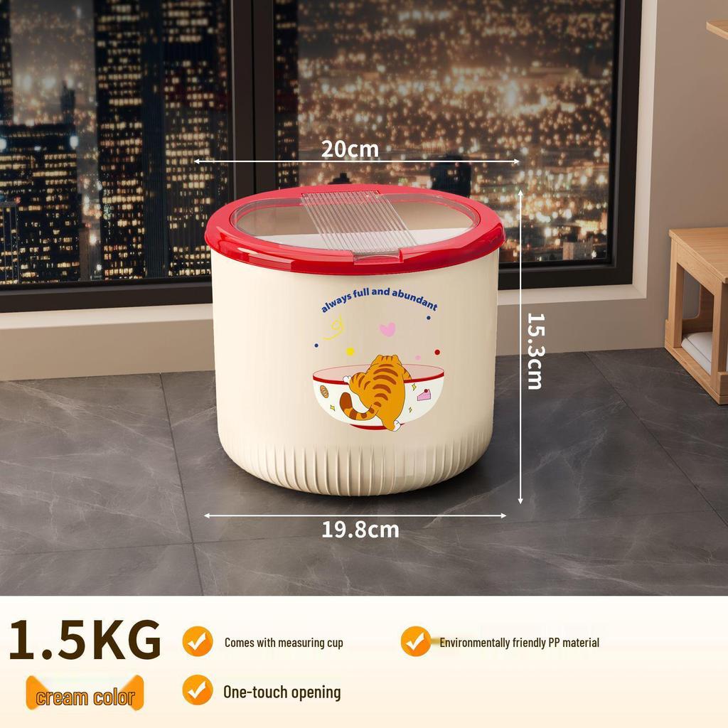 Moisture-Proof Cat & Dog Food Storage Bucket - Food-Grade, Sealed Container for Grain, Rice & Pet Food.