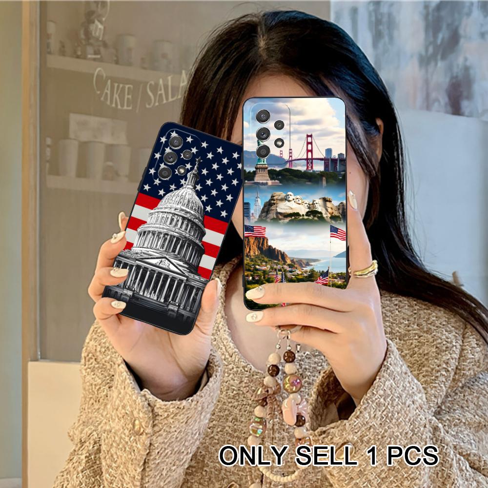 США Флаг Америки Матовый ТПУ Чехол для Мобильного Телефона для Samsung Galaxy A56 55 54 53 52 51 36 35 34 23 16 15 5G Цветная Крышка