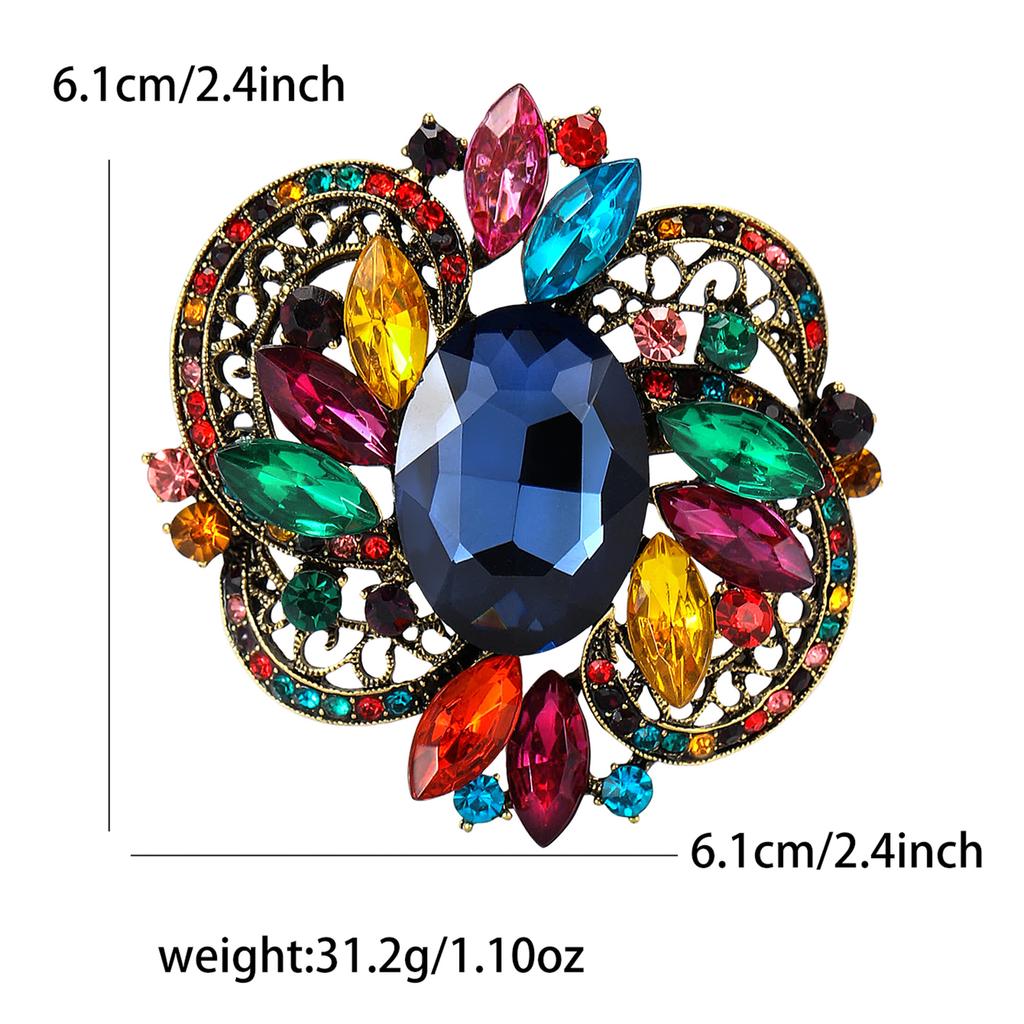 Fashion Personality Alloy Medium Glass Brooch Light Luxury Exaggerated Women'S Dress Coat Corsage Jewelry Pin