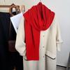 New soft waxy simple wool knitted scarf women's autumn and winter warm scarf versatile Korean extended shawl