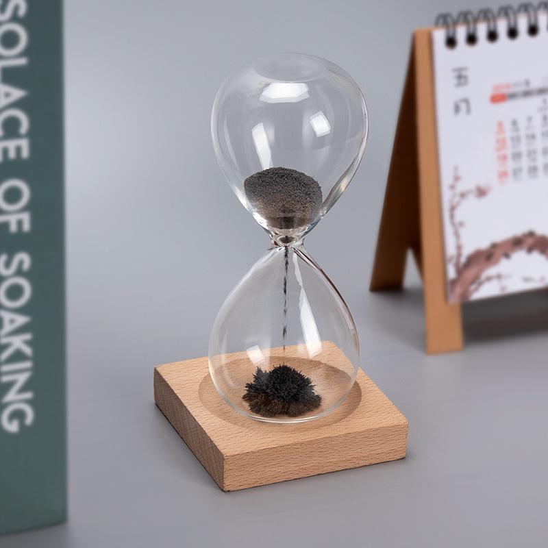 Magnetic Hourglass Timer Decorative Office Desktop Ornament with Quicksand Bottle