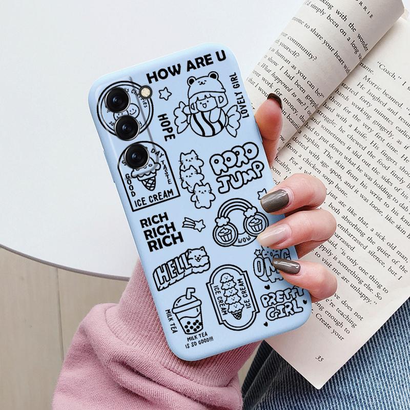 Case For Samsung Galaxy S22 S 22 Plus Ultra Phone Cover Cute Cartoon Candy Painted Soft TPU Coque For Samsung S24 S25 Plus Funda