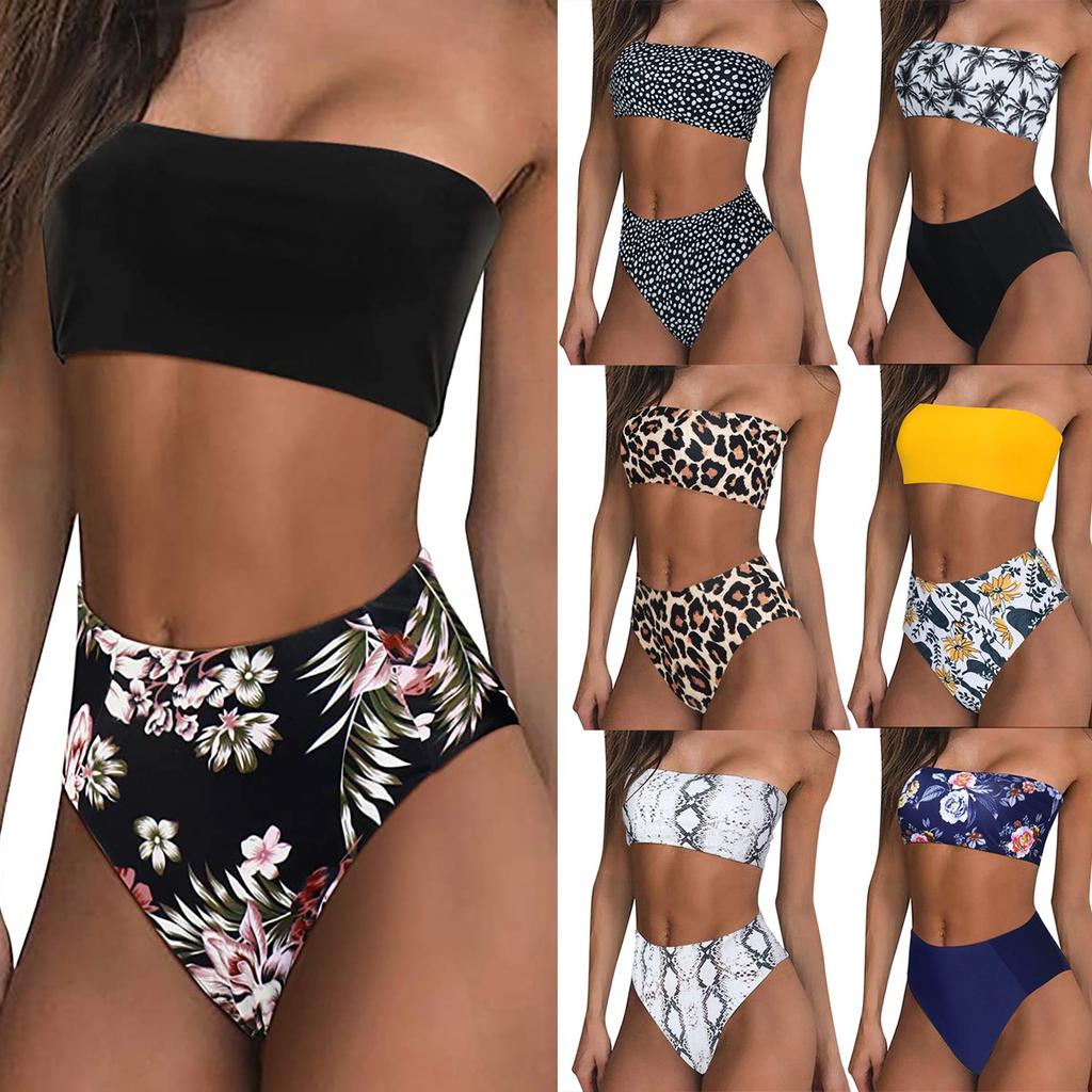 Women's Printing Padded Push Up 2 Piece Bikini Hollow Out Swimsuits Beachweart