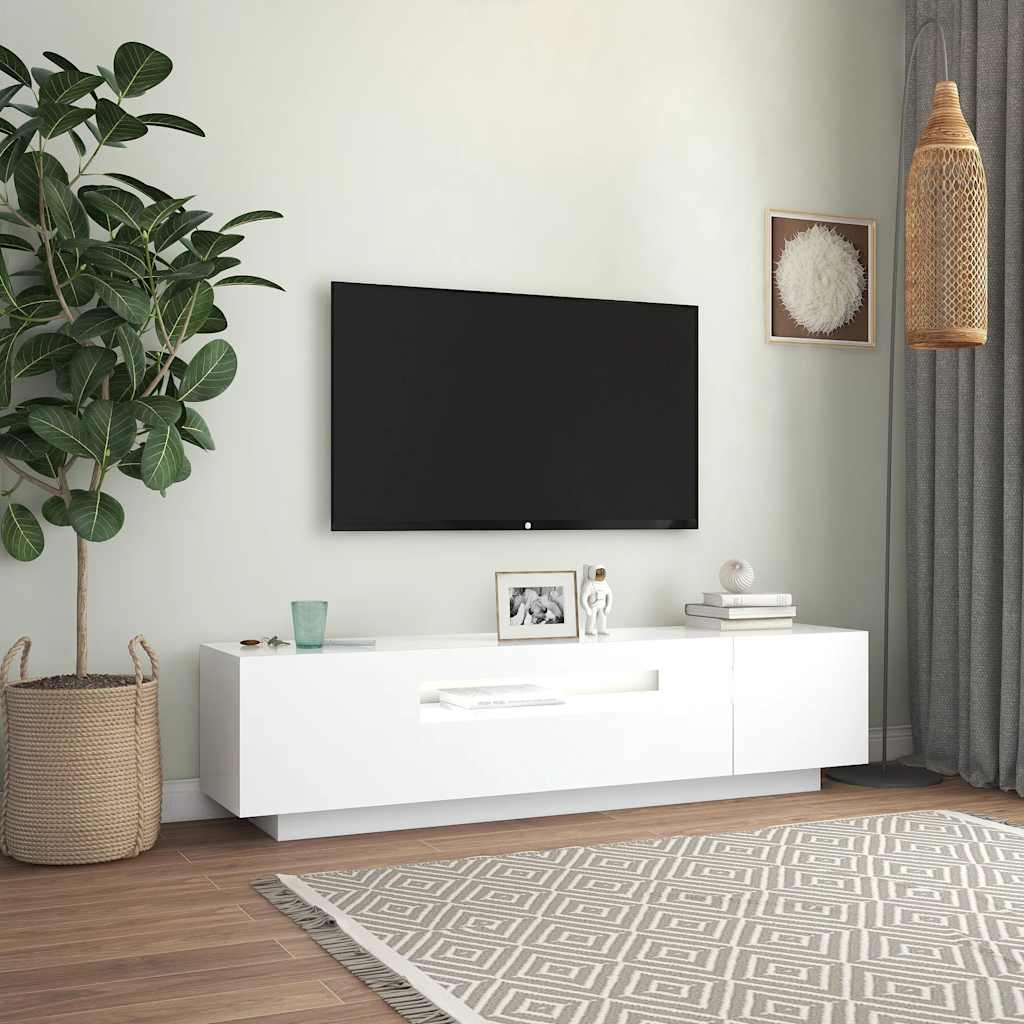 Vidaxl Szafka Tv Z Oświetleniem Led, Biała, 160X35X40 Cm