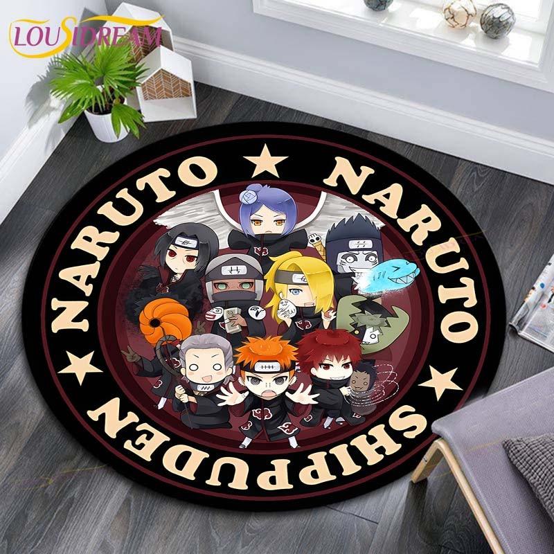 Круглые коврики с рисунком Наруто, геометрические противоскользящие напольные коврики для гостиной, декор для комнаты, домашние коврики, коврик для игр в стиле Наруто, детский коврик