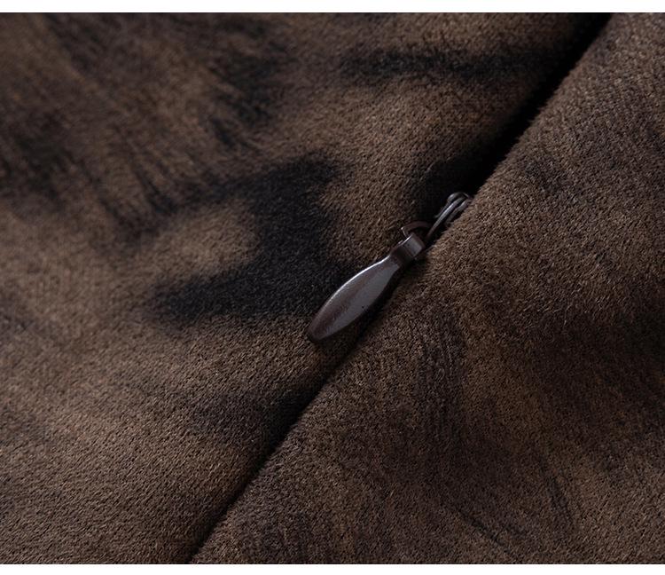 Женская замшевая юбка с леопардовым принтом и высокой талией - Осень/Зима 2025