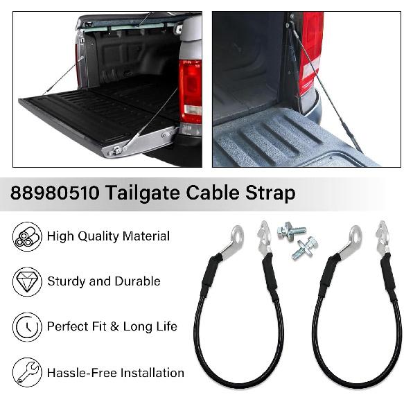 88980510 Tailgate Cable Strap with Bolt, Tailgate Parts, Fit for 1999-2007 Chevy Silverado Avalanche GMC Sierra 1500 2500 3500, Replace 88980509