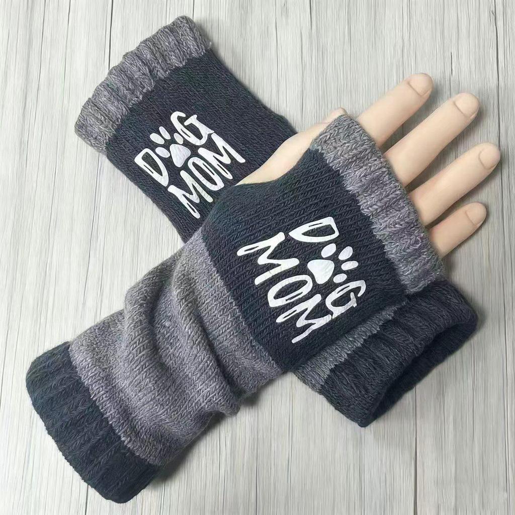 Женские осенне-зимние модные вязаные вышитые перчатки