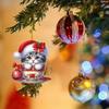 Acrylic Teacup Cat Hanging Ornaments Cute Cartoon Cat Christmas Ornament 2D Flat Car Mirror Charm for Christmas Tree Decoration
