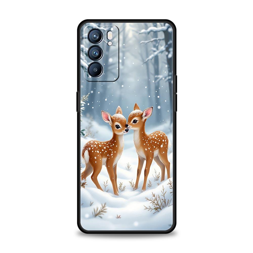 Cartoon Animal Deer Phone Case For Oppo Reno 13 12 11 10 7 F Find X5 X6 A98 A80 A79 A78 A57 A54 A31 A17 Pro 5G Soft TPU Cover