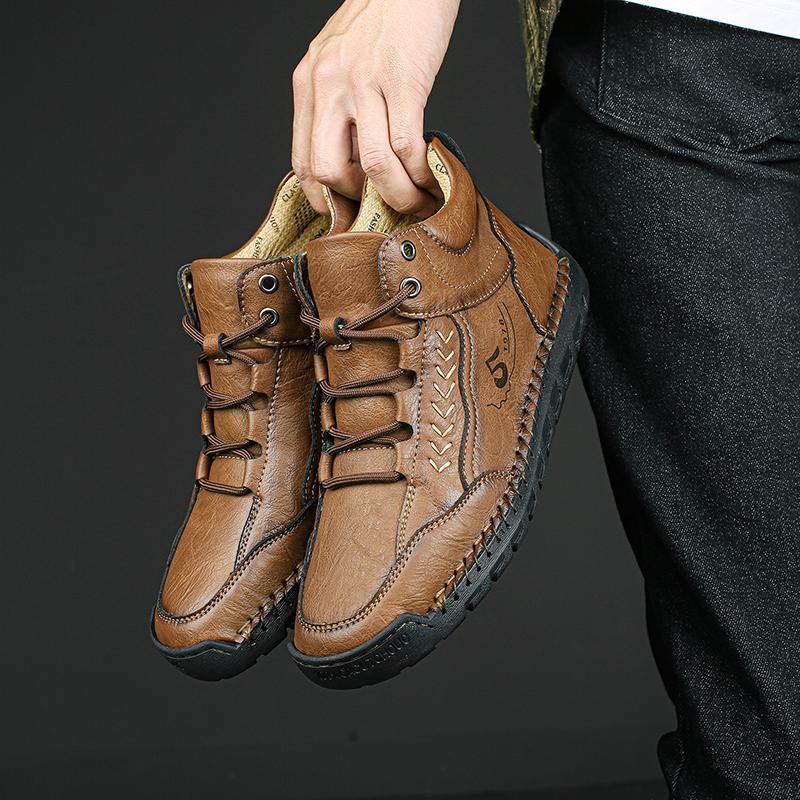 Новые осенние мужские ботинки из натуральной кожи ручной работы, кроссовки с уличным дизайном, мужская дышащая повседневная кожаная обувь, мужские ботильоны, осень, большие размеры