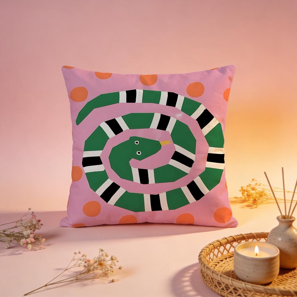 Edgy Graffiti Snake Art Cushion Cover Comfortable Durable Pillow Cover MultiScene for Home Office Car Sofa