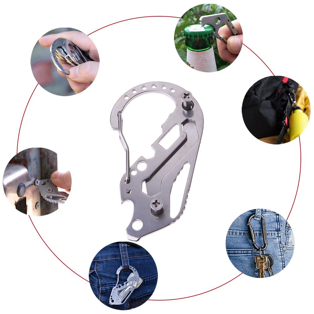 Multi Function Keychain Carabiner Keychain Stainless Steel Keychain Outdoor Tools