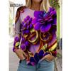 Rose Flower Butterfly T Shirt Women Tie Dye Print Long Sleeve Tops Oversized Autumn Winter Casual Pullover Loose Female Clothes