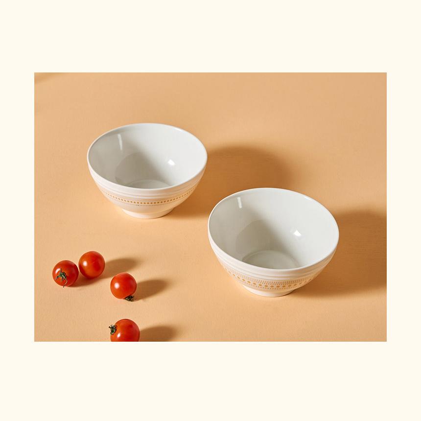 Керамическая миска для лапши CORELLE Rosemont, 2 шт., столовая посуда, цвет слоновой кости и оранжевый