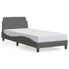 VidaXL Bed Frames with Headboard, Upholstered Bed with Slatted Base, Single Bed with Feet, Adult Bedroom Bed, Grey 373086