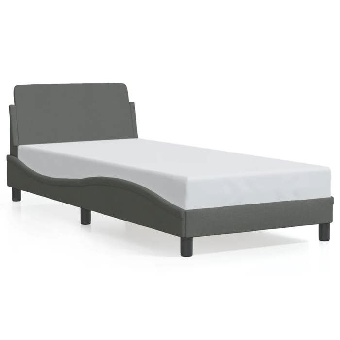 VidaXL Bed Frames with Headboard, Upholstered Bed with Slatted Base, Single Bed with Feet, Adult Bedroom Bed, Grey 373086