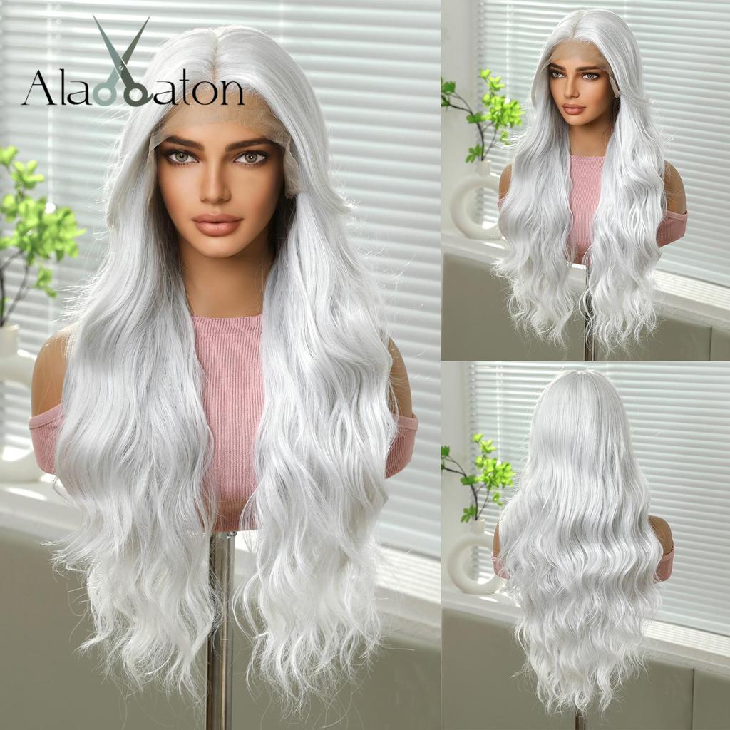 ALAN EATON HD 13x6 Lace Wigs Synthetic Long Wavy Hair BLonde Ombre Wigs Daily Use Party Wig for White Women Heat Resistant