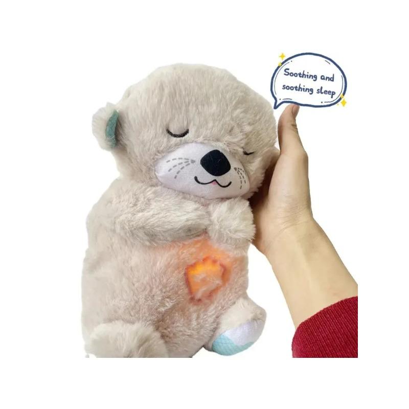 Baby Plush Doll Breathing Bear Newborn Soothing Sleep Playmate Otter Toy Kids Music Sleeping Companion Sound Light Doll Toy Gift