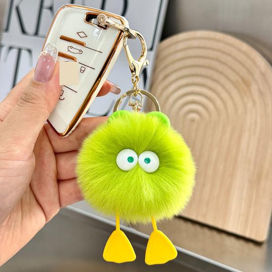 Плюшевый мультяшный брелок с шариком, большие глаза, снятие стресса, нечеткий круглый шар, игрушка, сделай сам, мини-металлическое кольцо, брелок, кулон, украшение для рюкзака, подарок на день рождения