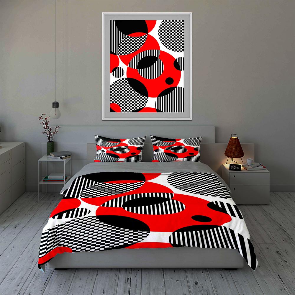 Geometric contrasting circles. Bedding Duvet cover sets Duvet covers Pillowcases gifts (1 * Duvet Cover 2 * Pillowcases, without duvet insert)