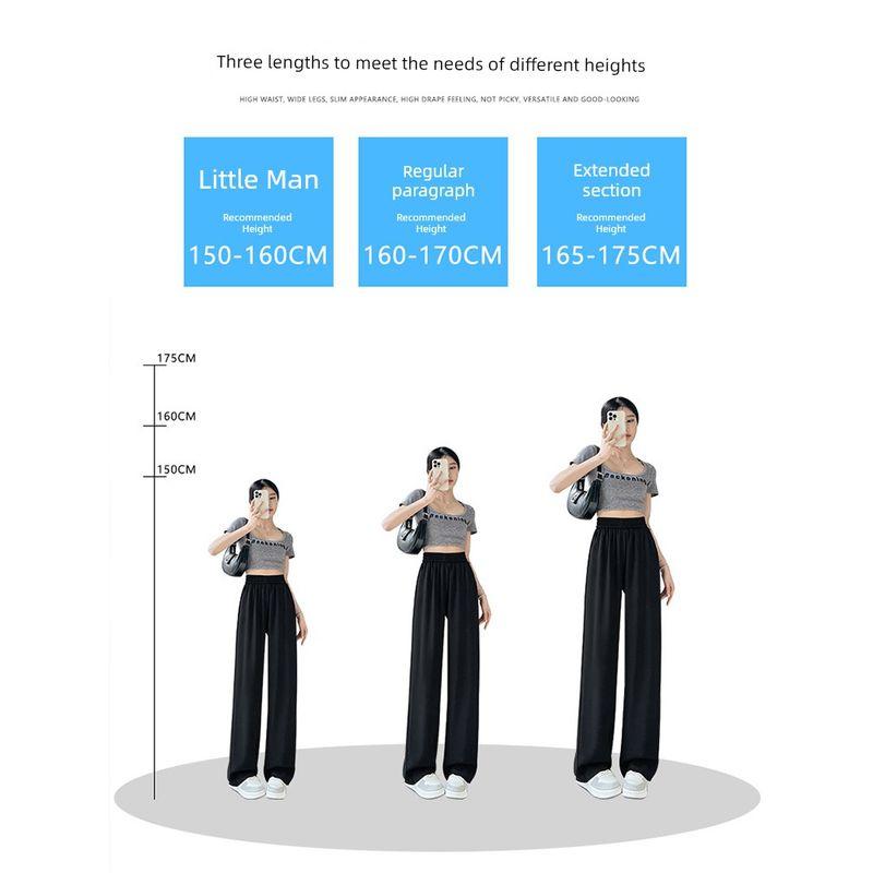 Plus-Size Ice Silk Wide-Leg Black Suit Pants for Women, Summer Thin Style, 2026 New Model, Slimming and Drapey Casual Pants