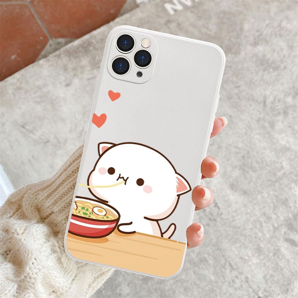 Мультяшная пара животных Коты Чехол для телефона на двоих для IPhone 15 14 13 12 11 Pro Max Mini XS X XR SE2 7 8Plus Чехол для влюбленных Матовый Fundas