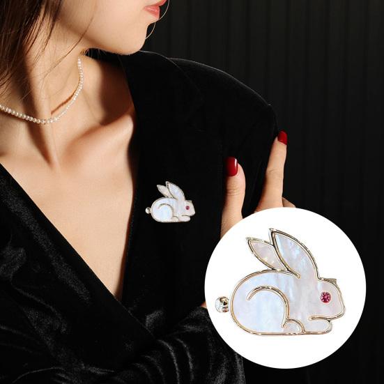 Женская брошь в форме кролика, блестящие стразы, инкрустированная булавка, эмалированная поверхность, костюм, воротник, шаль, шарф, значок, аксессуары для костюма
