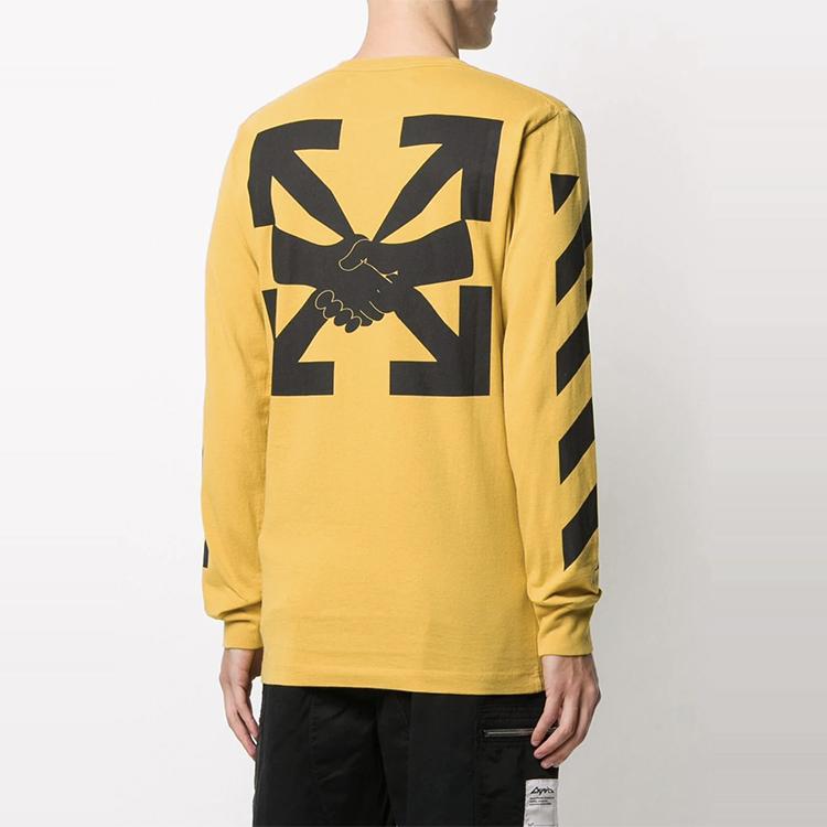 Off-White Осень-зима 2020 Повседневная однотонная толстовка с длинным рукавом Мужская толстовка Желтый OMAB001F20FAB0081610