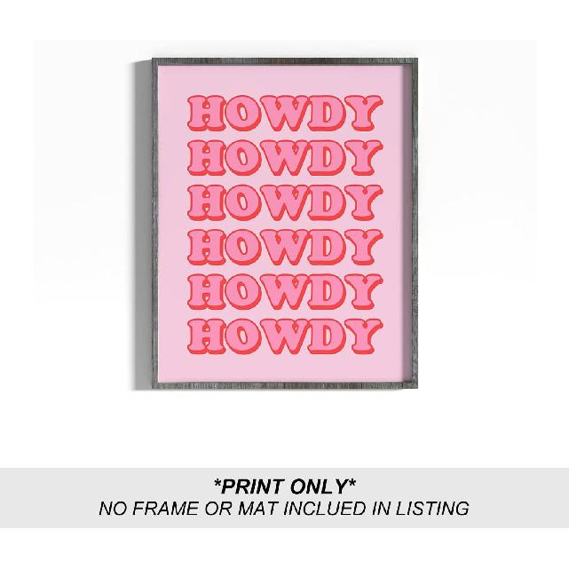 heilkee Preppy Room Decor Aesthetic Hot Pink White Wall Art for Teen Girls Bedroom Pink College Dorm Room Posters Trendy Wall Decor(UNFRAMED 8x10in)