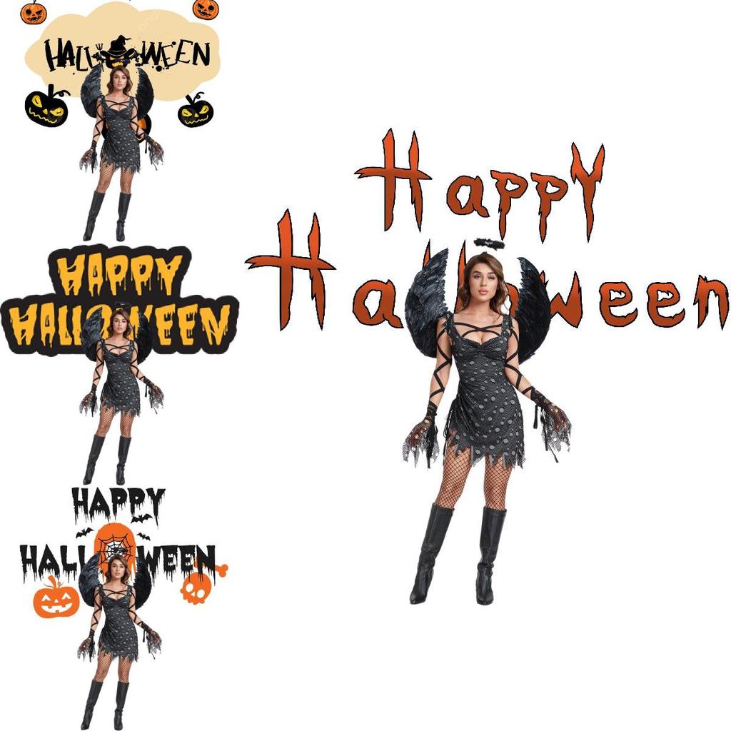 Потрясающий костюм зомби-вампира с крыльями ангела для женщин в стиле темного фэнтези