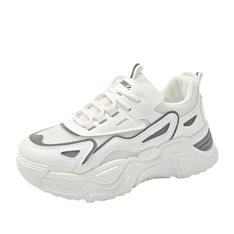 2025 весна новая женская обувь дышащая сетчатая спортивная обувь женская корейская версия универсальная утолщенная подошва увеличивающая рост повседневные кроссовки для папы женские