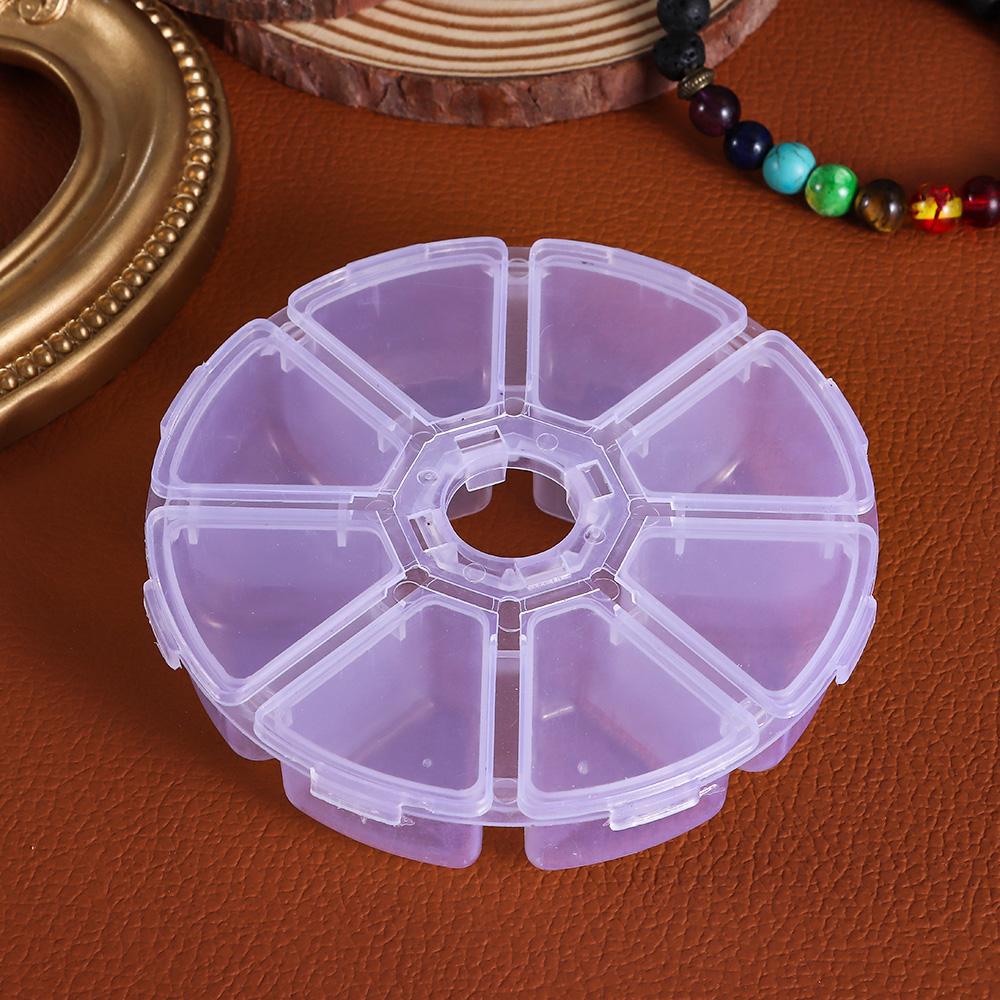 Round Beads Organizer Empty Storage Box Jewelry Container Nail Art Rhinestones Case 8 Grids