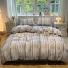 Water Wash Cotton 4 Piece Bedding Set Simple Striped Duvet Cover Bed Sheet Fitted Sheet And Pillow Cases Two Piece Set