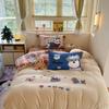 Thickened Milk Fleece Towel Embroidery Four-Piece Set - Pom-Pom 1.2M Bed Sheet Three-Piece Set, Flying