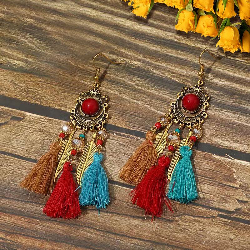 Bohemian Ethnic Tassel Earrings - Tribal Style for Holiday Travel Photography