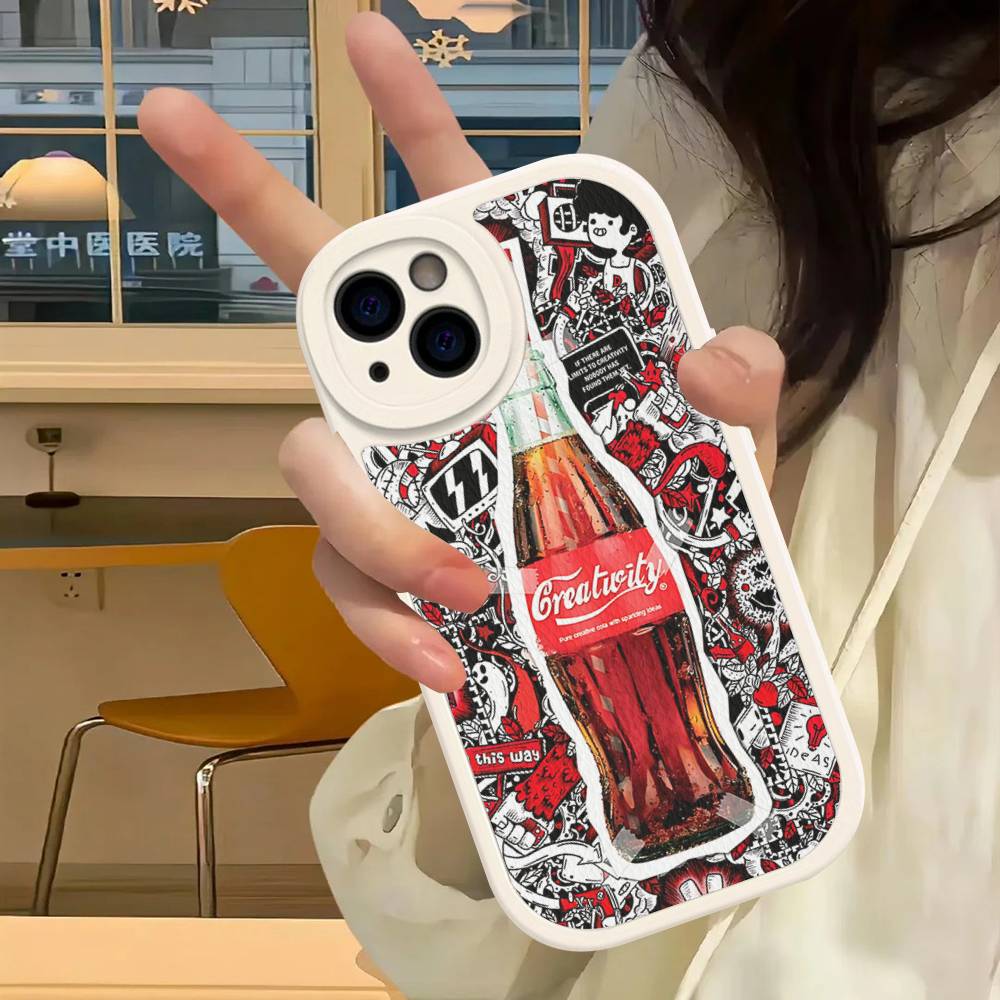 Горячий C-Coca Напитки C-Cola Чехол для телефона Для Iphone 16 15 14 13 12 11 Pro Max Plus Кожаный Мягкая задняя крышка