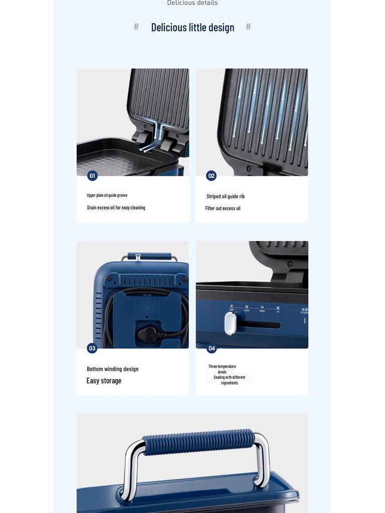 Многофункциональная электрическая сковорода для блинов и жарки Morphy MR8600 с автоматическим двухсторонним нагревом для домашних завтраков.