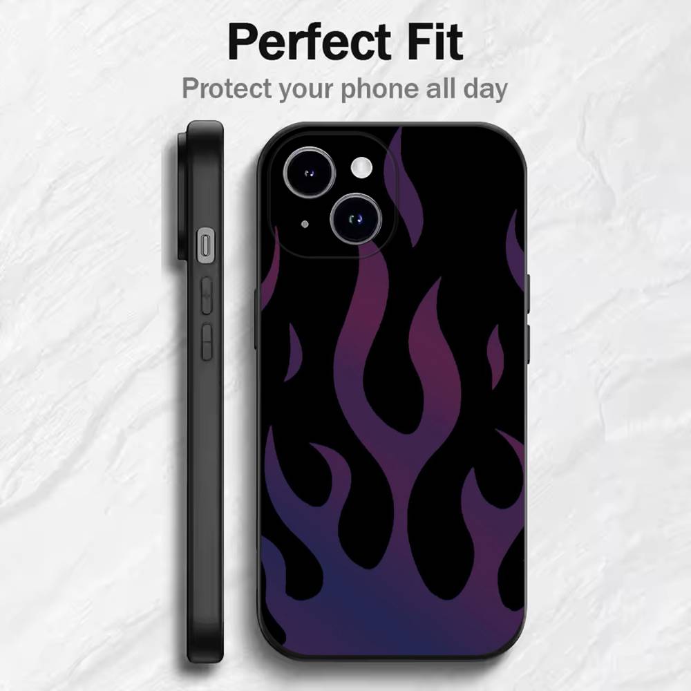 Creative Fashion Flame Phone Case For 17 16 15 14 13 12 11 Mini XS XR X 6S 6 Pro Max Plus Black Soft Cover