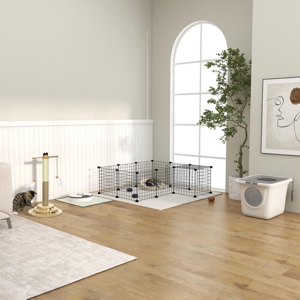 Enclosed Cat Litter Box with 2 Entrances, Tray and Scoop, Made of PE Plastic, 44x55x39 cm, White